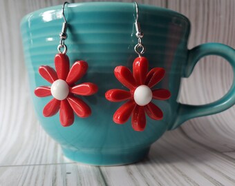 Red Flower Earrings