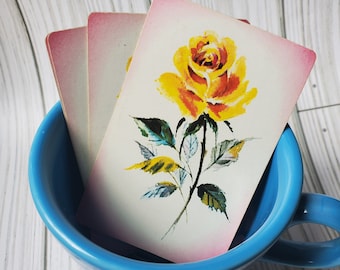 Vintage Yellow Rose Playing Cards - Set of 6