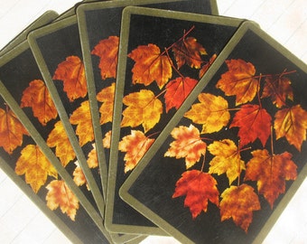 Vintage Autumn Leaf Playing Cards-Set of 6- Black