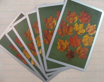 Vintage Autumn Leaf Playing Cards-Set of 6- Green