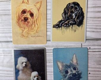 Set of 4 Vintage Dog Playing Cards