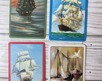 Set of 4 Vintage Ship Playing Cards