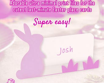 Segnaposto a forma di coniglietto pasquale, file digitali minimali per la stampa, decorazioni per la tavola dell'ultimo minuto