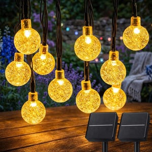 Waterproof Solar String Lights, 60 LED Globe Lights, 36.5 FT, 8 Modes
