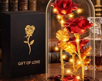 Czerwona róża LED w szklanej kopule – romantyczny prezent dla niej