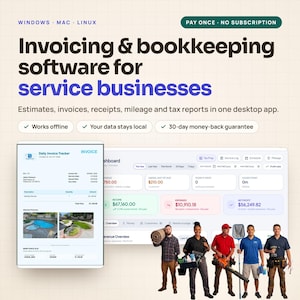Invoice & Bookkeeping Software 1-Year License, Receipt Scanner, Estimates, Mileage, Tax Reports, Windows Mac Linux, No Auto-Renewal