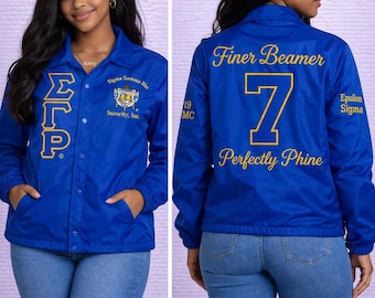 Personalized Sigma Gamma Rho Line Jacket Custom SGRho Coach’s Jacket Windbreaker, Personalized Sorority Crossing Jacket Greek Letter Jacket