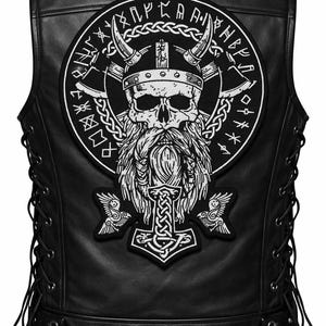 Odin Large Back Patch – Norse Viking Embroidered Iron-On Patch for Vest, Jacket & Biker Backpiece