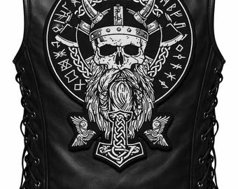Odin Large Back Patch – Norse Viking Embroidered Iron-On Patch for Vest, Jacket & Biker Backpiece