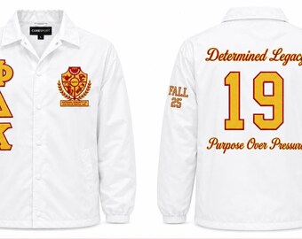 Phi Delta Kappa Custom Line Jacket, Personalized Coaches Jacket, Embroidered Windbreaker, line Name or Number Sorority Jacket, Made to Order
