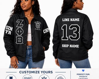 Zeta Phi Beta Stitched Embroidery Crossing Line Jacket, Coaches Jacket, Option to Personalize with your Line Detail, Discount for Groups