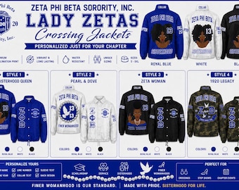 Zeta Phi Beta Finer Woman Crossing Jacket | Personalized Sorority Sublimation Jacket | Custom Line Jacket with Line Name & Crossing Year