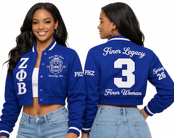 Personalized Zeta Phi Beta Satin Crop Cropped Satin Jacket Custom Made Sorority Jacket 1920 Zpb pride finer legacy finer woman Made for you