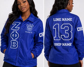 Giacca personalizzata Zeta Phi Beta Line, giacca da allenatore greca, giacca da incrocio personalizzata, giacca a vento Zeta, giacca con lettere greche, regalo per confraternita