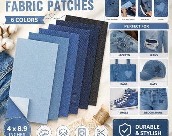 Denim Repair Fabric Patches 6 Colors Iron On Jeans Repair Patch Kit Cotton Adhesive DIY Craft Supplies Clothing Repair Kit