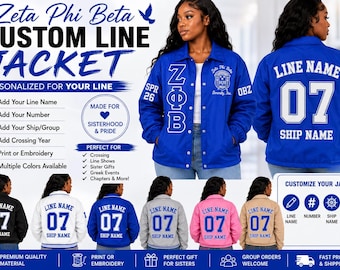 Zeta Phi Beta Custom Stitched Line Jacket | Personalized Solo, Line & Chapter Crossing Jacket Premium Varsity Jacket Discount Greek Apparel