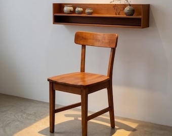 Amish Made Iconic Brown Maple Advance Dining Chair Curved Wood Back Mortise and Tenon Joint Headboard - Quick Ship