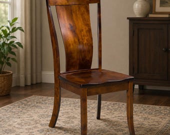 Amish gemaakte handgemaakte massief eiken gebogen houten rugleuning AR Albany eetkamerstoel Mission Style Premium iconische bijzetstoel - QUICK SHIP