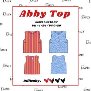 Naaipatroon voor de Abby Top, een mouwloze blouse die geschikt is voor beginners (PDF-download)