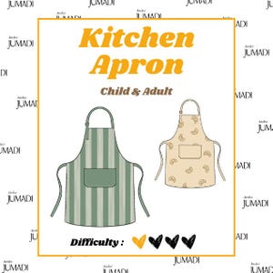 Kitchen Apron Sewing Pattern, Child & Adult Sizes, Beginner Sewing Project (PDF Download)