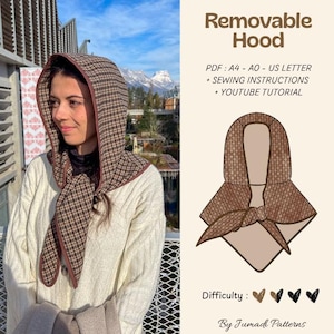 Patrón de costura para capucha desmontable, accesorio para abrigo, costura de invierno y otoño (descarga en PDF)