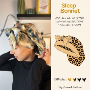 Beginner Silk Sleep Bonnet Sewing Pattern, Adjustable Tie Hair Accessory (PDF Download)