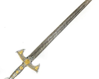 Espada real de acero de Damasco forjada a mano - Espada larga/Espada bastarda - 41" con vaina