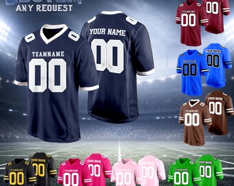 Custom Team Football Jersey Personalized Name Number Stitched or Printed Sports Uniform for Men Women Kids Toddlers Game Day Fan Gear Gifts
