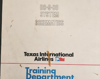 Manuale degli schemi del sistema di propulsione a reazione del McDonnell Douglas DC-9-30 del 1979 - Decorazione aeronautica - Disegni industriali - Regalo raro