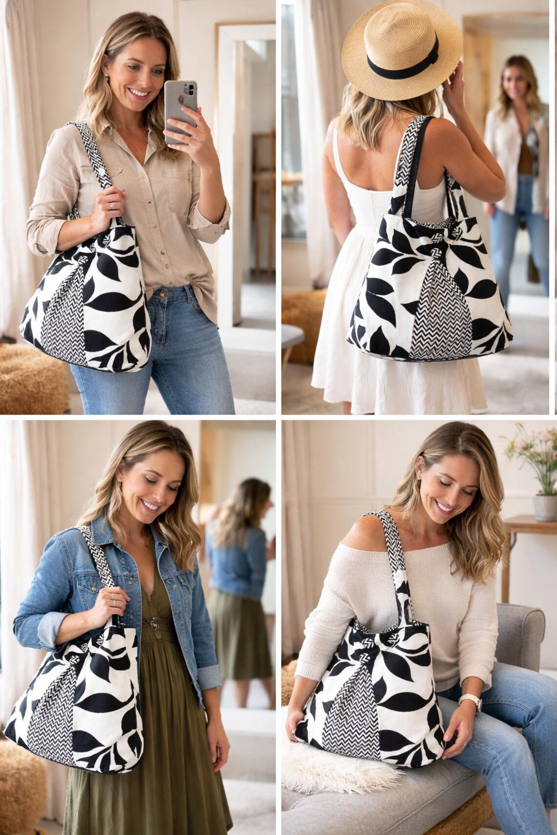 Boho Slouchy Tote Bag Sewing Pattern | Beginner Friendly Shoulder Bag ...