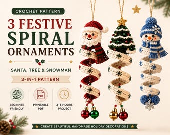 3-in-1 Christmas Spiral Ornament Crochet Pattern (PDF Download)
