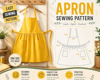 Apron Sewing Pattern | Beginner Friendly Pinafore, Ruffle Skirt (Digital Download)