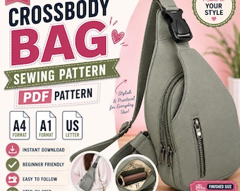 DIY-Schnittmuster für Umhängetaschen | PDF-Nähschnittmuster für Crossbody-Taschen | Schnittmuster für Damen-Rucksäcke und Crossbody-Taschen | Digitaler Download