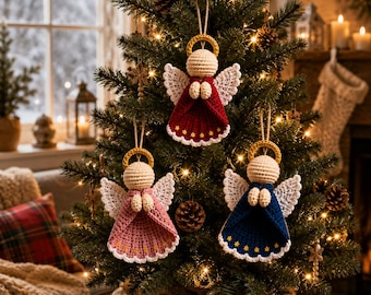 Crochet Angel Ornament Pattern PDF, Christmas Angel Amigurumi Tutorial, DIY Xmas Tree Decor, Holiday Ornament, Beginner Crochet Gift