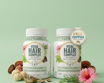 Vital Hair Complex Vitamins – Hair Growth, Skin, Nails Support (2 Pack)