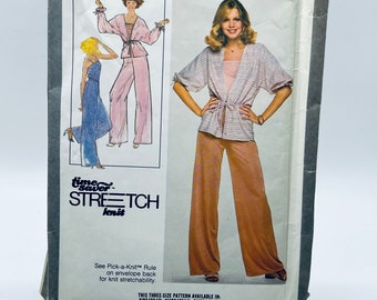 Patrón 8580 de la colección VINTAGE SIMPLICITY de los años 70, talla N 10-12-14, pantalón y chaqueta de punto elástico que ahorra tiempo - Pantalón de pierna ancha - Top con tirantes
