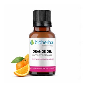 Peut inclure: Une bouteille en verre brun d'huile d'orange Bioherba avec un bouchon noir. L'étiquette indique "ORANGE OIL" et "100% PURE ESSENTIAL OIL - 10ml e." Des oranges et des feuilles sont à côté de la bouteille. Produit d'aromathérapie.