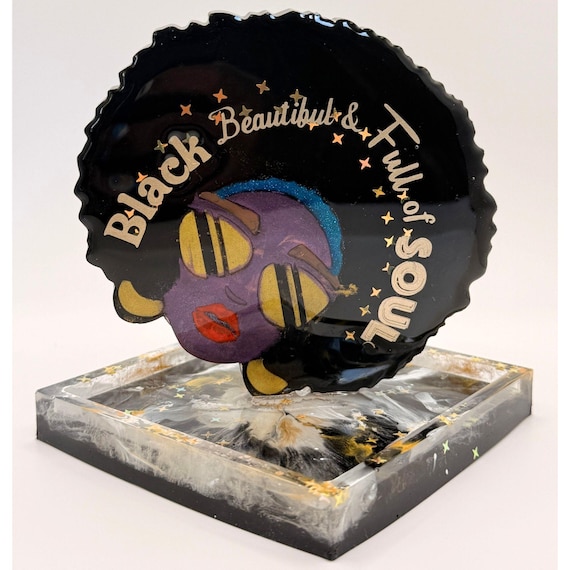 Handmade Resin Art Sculpture, Black Woman Melanin Decor, Afrocentric Statement Piece