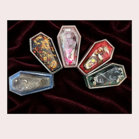 Handmade Resin Coffin Box, Removable Lid, Keepsake Storage