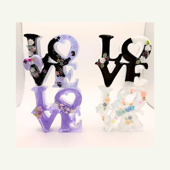Resin LOVE Sign, Mini Tiered Tray Decor, Floral Gamer Anime Shelf Accent