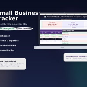 Small Business Income Expense Tracker | Google Sheets Excel Vorlage (Digitaler Download)