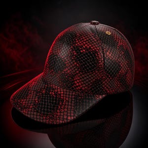Basebollkeps, rödsvart läderhatt, exotisk streetwear-keps för män och kvinnor, unik present, handgjord västerländsk stil