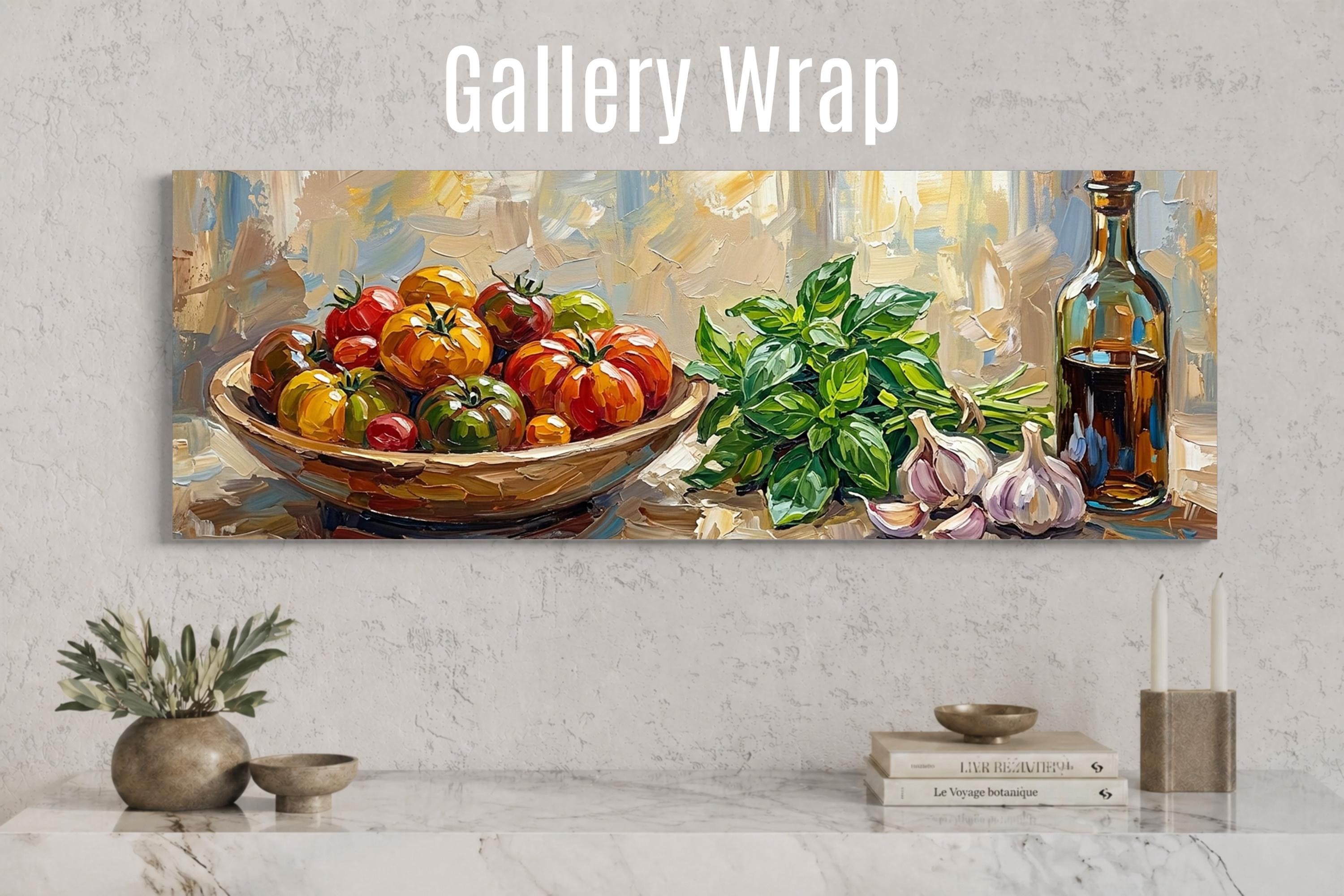 Mediterranean Kitchen Canvas Wall Art – Tomatoes Basil Garlic