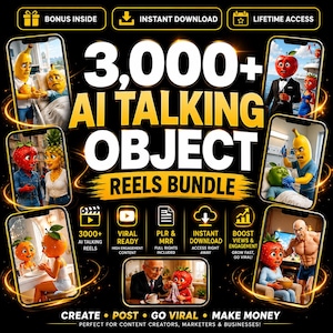 Bundel met 3000+ AI Talking Objects-rollen: virale, anonieme content (PLR/MRR)