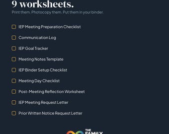IEP Meeting Prep Binder for Parents | IEP Playbook, Special Education Advocacy Guide | Printable Fillable PDF | Instant Download