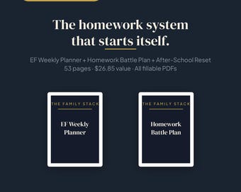 Homework & EF Bundle for Tweens | Task Initiation, Weekly Planning, After-School Reset (PDF)