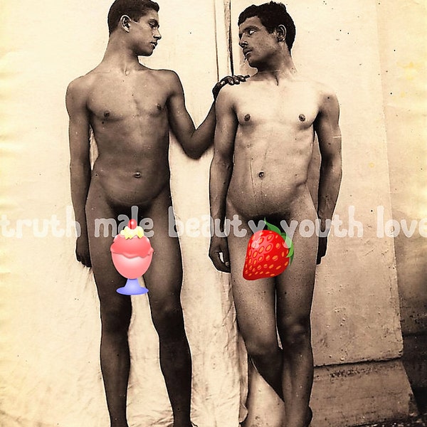 Print of Fully Nude Naked Young Men Males Youths Lovers #15 / Gay Interest (mature item)