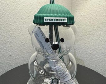 Starbucks Bearista Bear Glass Jar Cold Cup Straw 2025 Holiday 100% AUTHENTIC NEW