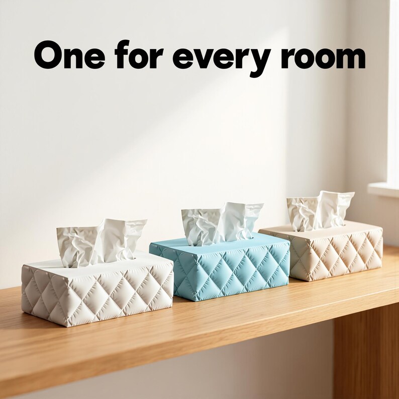 Quilted Tissue Box Cover | Padded Diamond Cushion Tissue Holder | Luxe ...