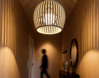 Ribbed Onion Pendant Lampshade | Universal Fitted Lampshade | Boho Scandinavian Japandi Light